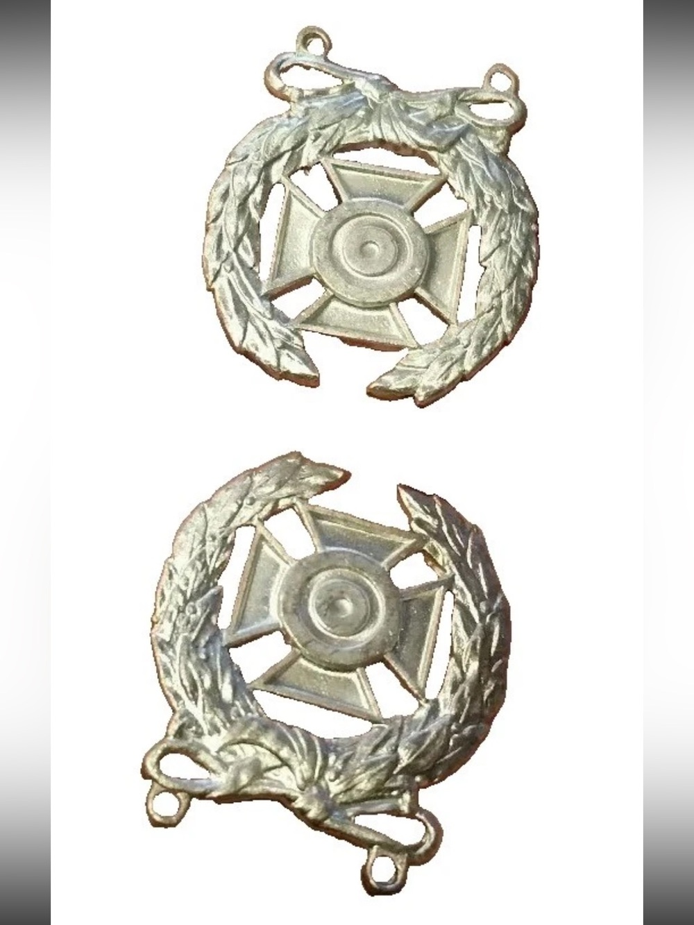 Lot Of 2 Military Marksman Medal Silver Maltese Cross Laurel Wreath Vintage
